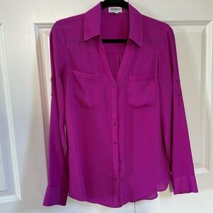 Express Women’s purple button down dress shirt, size Medium